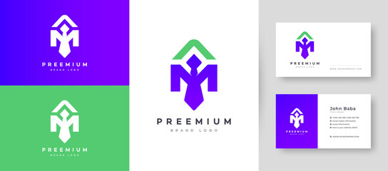 Modern Initial M Letter Logo With Premium Business Card Design Vector Template for Your Company Business