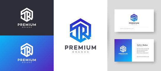 Flat & Minimal Initial TR & RT Letter Logo With Premium Business Card Design Vector Template for Your Company Business