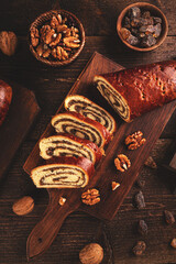Obraz na płótnie Canvas Homemade walnut roll cakes