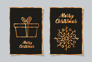 merry christmas gift and snowflake vector design