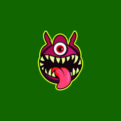 Monster Cute Cartoon Mascot Illustration Vector Logo.