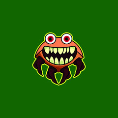 Monster Cute Cartoon Mascot Illustration Vector Logo.