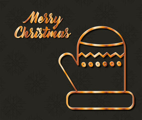 merry christmas glove gold vector design