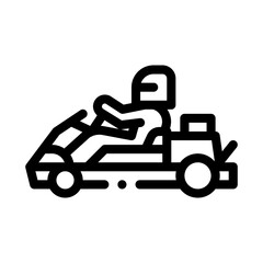 driver driving kart black icon vector. driver driving kart sign. isolated symbol illustration