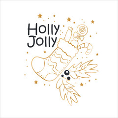Holly jolly vector template design illustration
