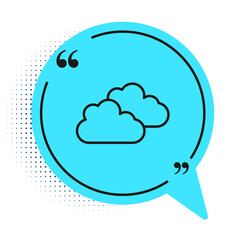 Black line Cloud icon isolated on white background. Blue speech bubble symbol. Vector.