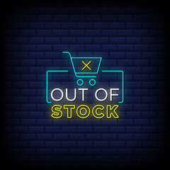 Out of stock neon signs style text