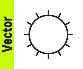 Black line Sun icon isolated on white background. Summer symbol. Good sunny day. Vector.