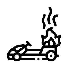 burning kart, fire accident black icon vector. burning kart, fire accident sign. isolated symbol illustration