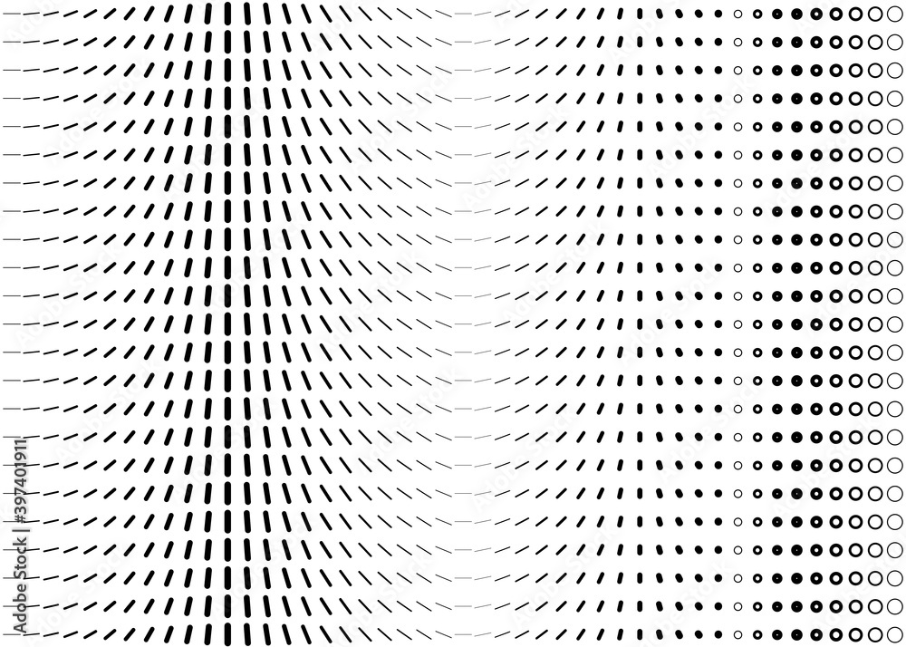 Poster abstract monochrome pattern. dynamic black pattern with magnetic field optical illusion effect. blac