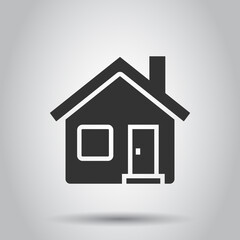 Building icon in flat style. Home vector illustration on white isolated background. House business concept.