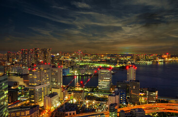 Night view of Tokyo Bay area