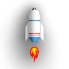 Spaceship on white background. Vector illustration.