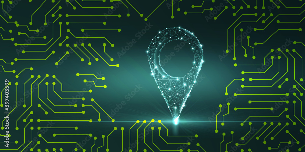 Poster 2d rendering red map pointer