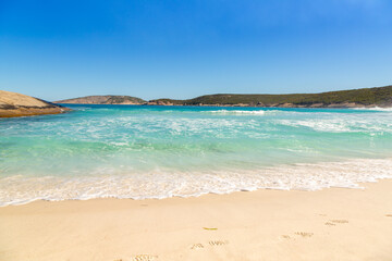 View to the Sea from the Beach of the Hellfire Bay in the Cape Le Grand Nationalpark close to Esperance in Western Australia
