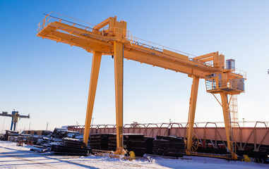 crane in customs warehouse