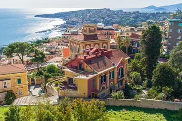 Fototapete Naples, Italy - one of the historical districts in Naples, Chiaia displays a wonderful architecture and luxury residences. Here the district seen from the Certosa fortress © SirioCarnevalino