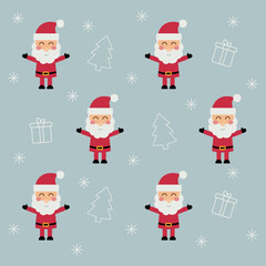 Seamless cute Santa Claus pattern