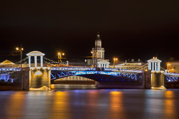 Fototapeta premium Christmas decoration of Palace bridge in Saint Petersburg. Russia