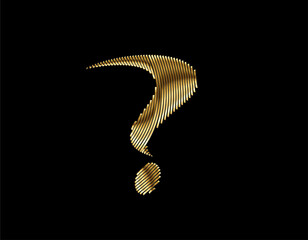 3D Gold art Question Icon Vector Design Element.