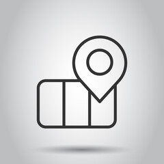 Map pin icon in flat style. gps navigation vector illustration on white isolated background. Locate position business concept.