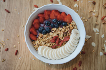 bowl of cereal with strawberries