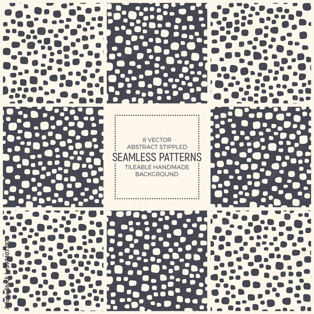 Wall mural scandinavian style stippled abstract seamless patterns vector set
