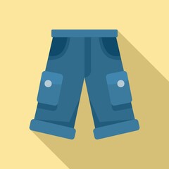 Fisherman jeans shorts icon. Flat illustration of fisherman jeans shorts vector icon for web design