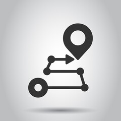 Map pin icon in flat style. gps navigation vector illustration on white isolated background. Locate position business concept.