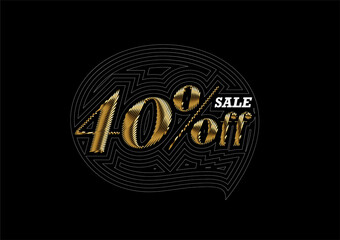 Fototapeta premium 40% OFF Gold Sale Discount Banner. Discount offer price tag. Vector Modern Sticker Illustration.