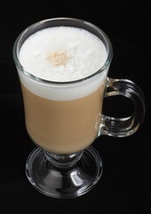 Cappuccino in a glass glass