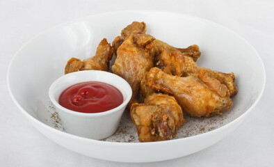 Buffalo chicken wings with ketchup