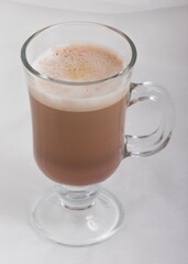 Mocachino coffee in a glass glass