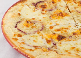 Pizza Four cheeses with a diameter of 28 cm.
