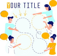 Template for filling. People discuss or argue. Text concept. 