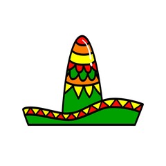Mexican hat isolated on white background. Mexican sombrero.