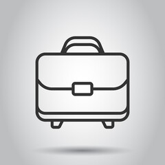 Briefcase icon in flat style. Businessman bag vector illustration on white isolated background. Portfolio business concept.