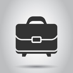 Briefcase icon in flat style. Businessman bag vector illustration on white isolated background. Portfolio business concept.