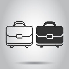 Briefcase icon in flat style. Businessman bag vector illustration on white isolated background. Portfolio business concept.