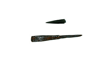 ancient arrowheads on white background