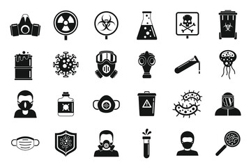 Biohazard toxic icons set. Simple set of biohazard toxic vector icons for web design on white background