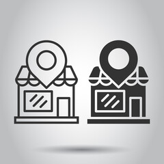 Home pin icon in flat style. House navigation vector illustration on white isolated background. Locate position business concept.