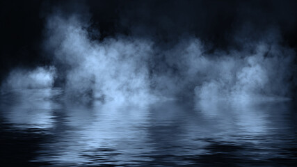 Mystery blue fog texture overlays for text or space. Smoke chemistry, mystery effect on isolated background. Stock illustration.