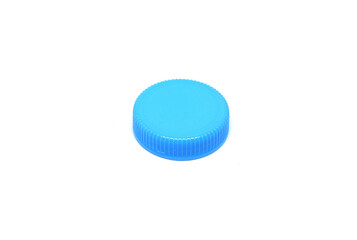 Blue Plastic bottle caps isolated a white background.