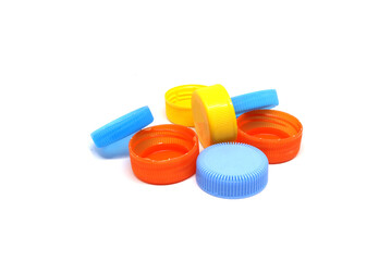 Colorful plastic bottle cap isolated on white background