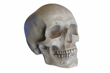 3D render of Marble sculpture of Human Skull isolated on white
