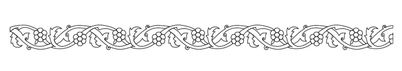 Ottoman bordure pattern, ancient historical drawing, Middle Eastern Origin Illustrations, authentic drawings