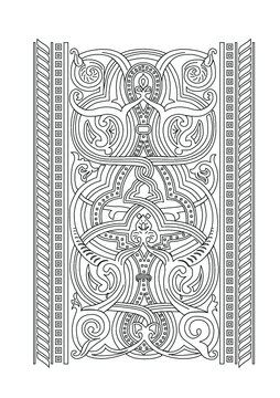 Ottoman bordure pattern, ancient historical drawing, Middle Eastern Origin Illustrations, authentic drawings