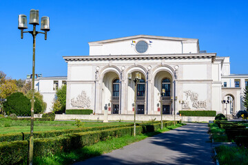 Bucharest, Romania, 8 November 2020 - Romanian National Opera building in a sunny autumn day.