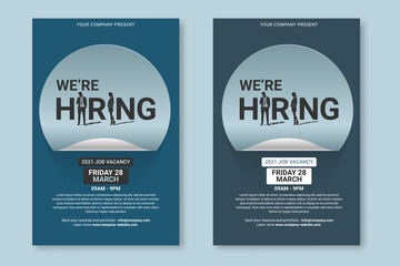 Hiring recruitment design poster. Vector Illustration